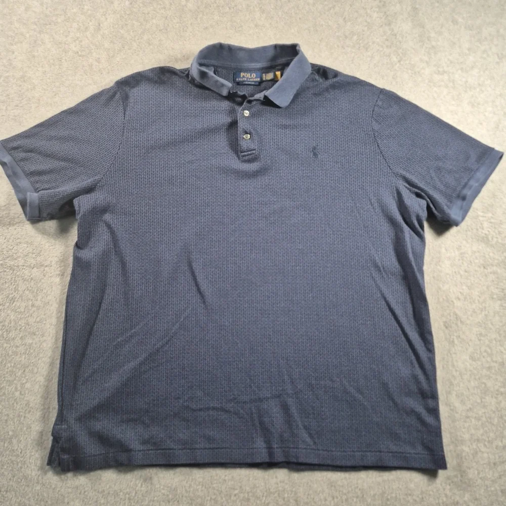 Polo Ralph Lauren Shirt Mens Size XL TG Blue Geometric Classic‎ Fit Cotton Golf